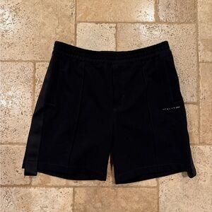 1017 Alyx 9SM Black Tuxedo Stripe Silver Logo Shorts
